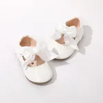 Toddler / Kid Wavy Edge Bow Ribbon Decor White Princess Shoes  image 4