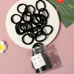 50-pack Canned High Flexibility Hair Ties for Girls Black