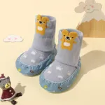 Meias de chão estampadas de desenhos animados para bebês/crianças (o padrão de impressão da sola das meias é aleatório) Azul Claro