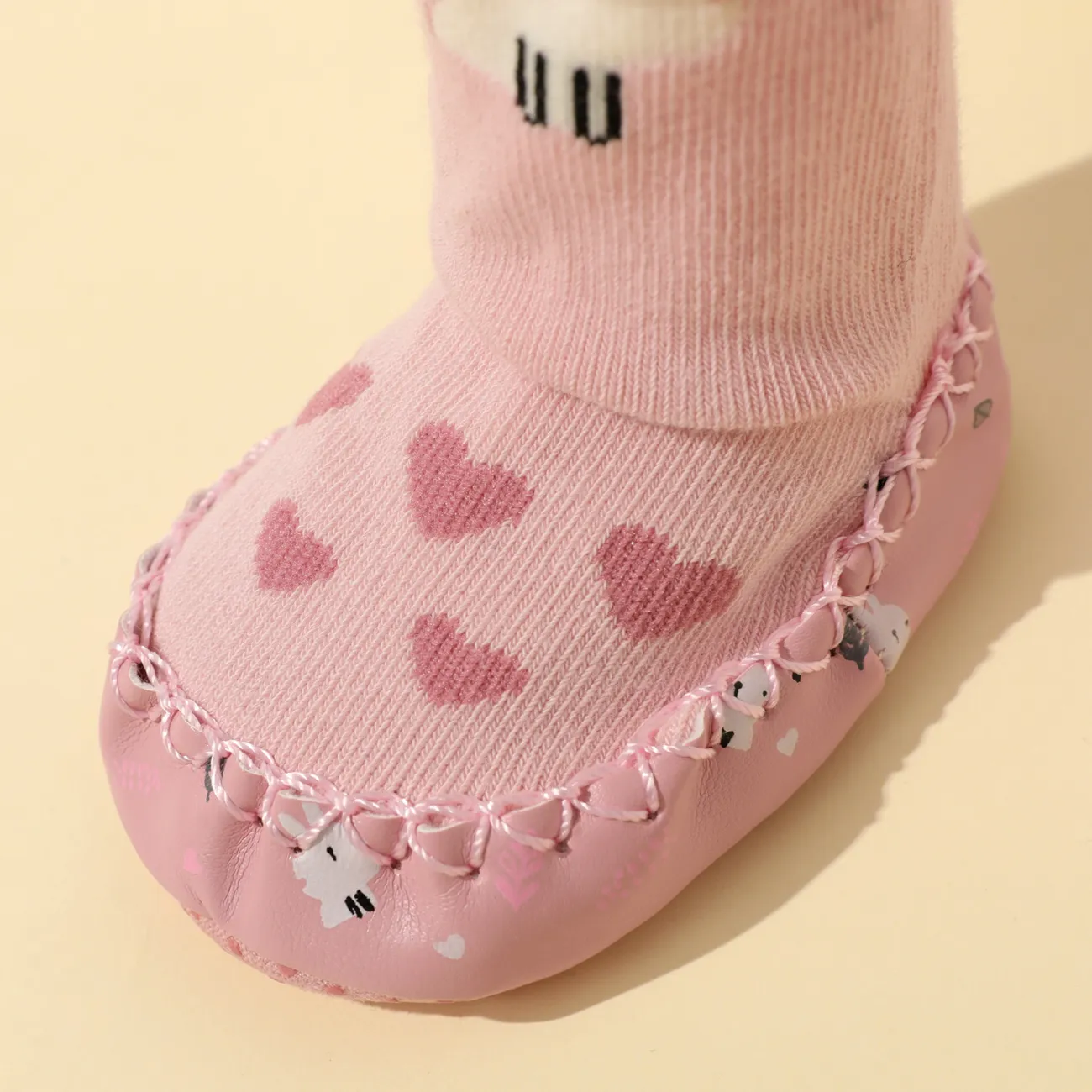 Chaussettes de sol à imprimé animal pour bébé/enfant en bas âge (le motif d'impression de la semelle des chaussettes est aléatoire) Rose big image 1