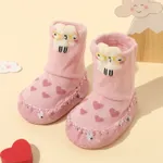 嬰幼兒卡通動物印花地板襪（襪底印花圖案隨機） 粉色
