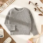 Baby Solid Long-sleeve Knitted Sweater Pullover WARMGREY