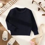Baby Solid Long-sleeve Knitted Sweater Pullover Dark Blue