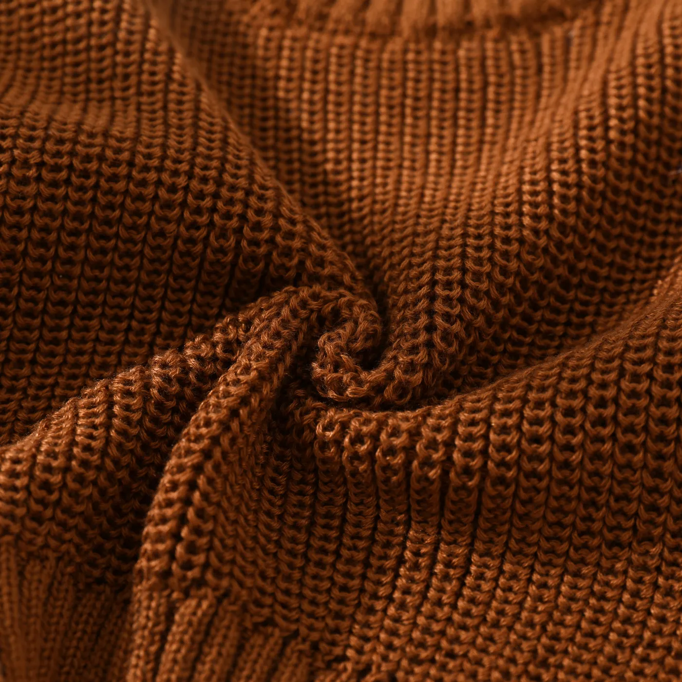 Baby Solid Long-sleeve Knitted Sweater Pullover Coffee image 4
