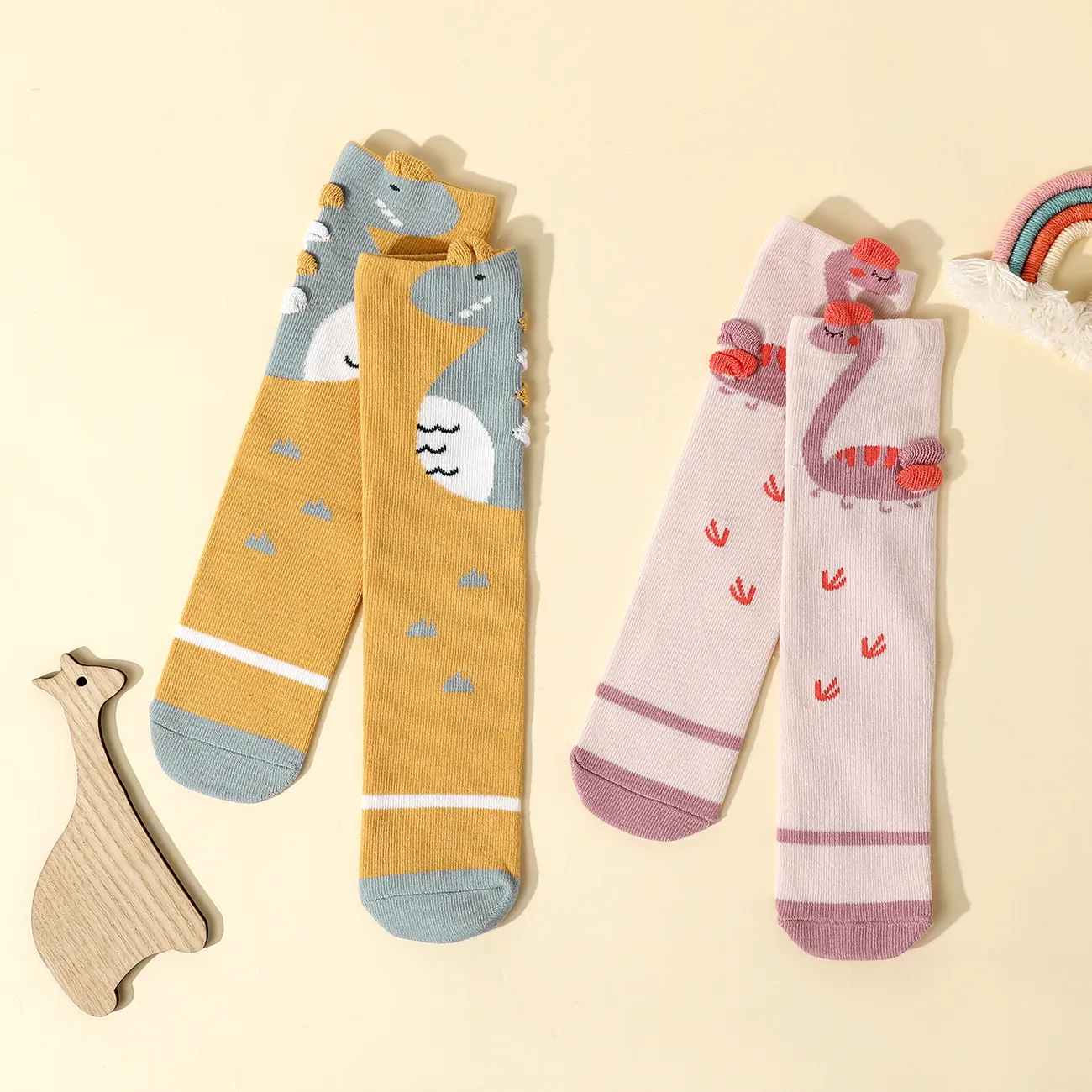calcetín con estampado animal de dibujos animados para bebés / niños pequeños Rosa claro big image 1