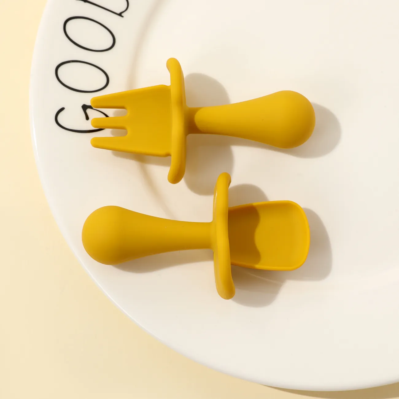 El juego de alimentación de silicona para bebés incluye cucharas y tenedores. Juego de utensilios para recién nacidos para autoentrenamiento. Gengibre big image 1