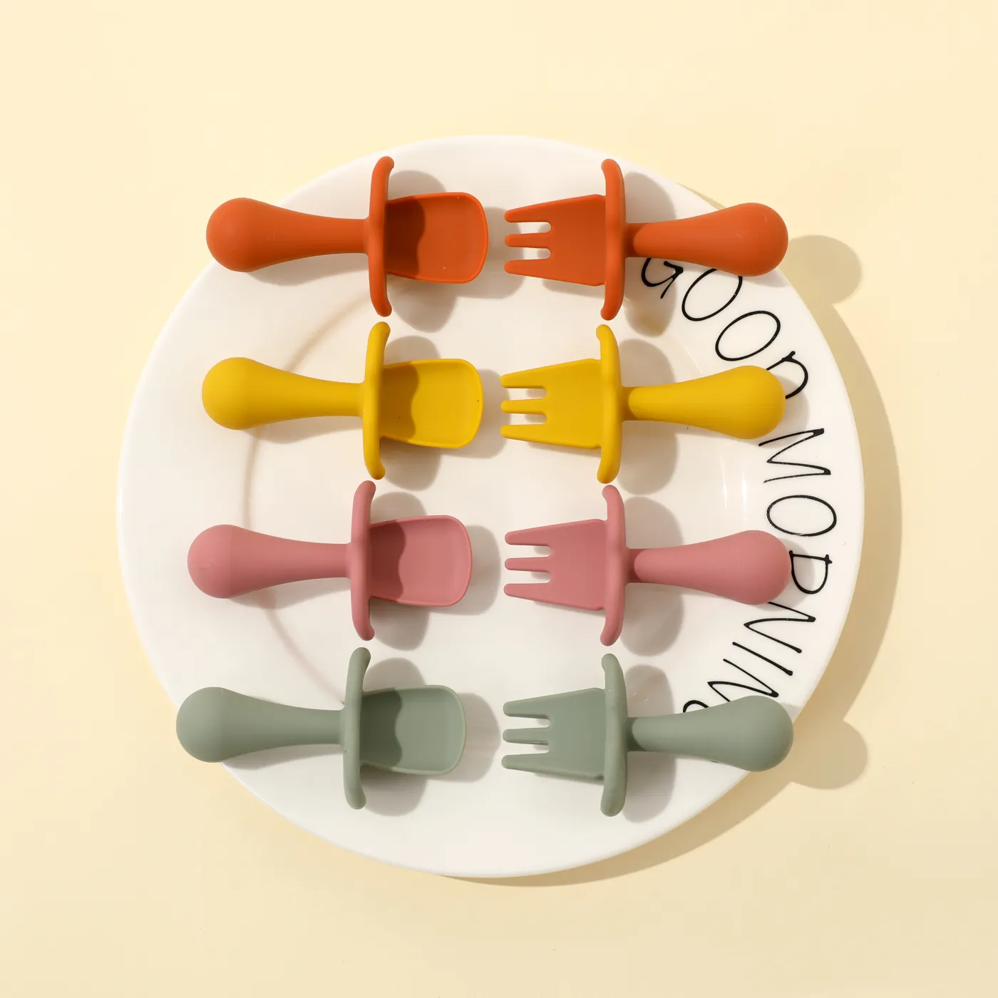 Silicone Baby Feeding Set Includes Spoons & Forks Infant Newborn Utensil Set for Self-Training  image 4