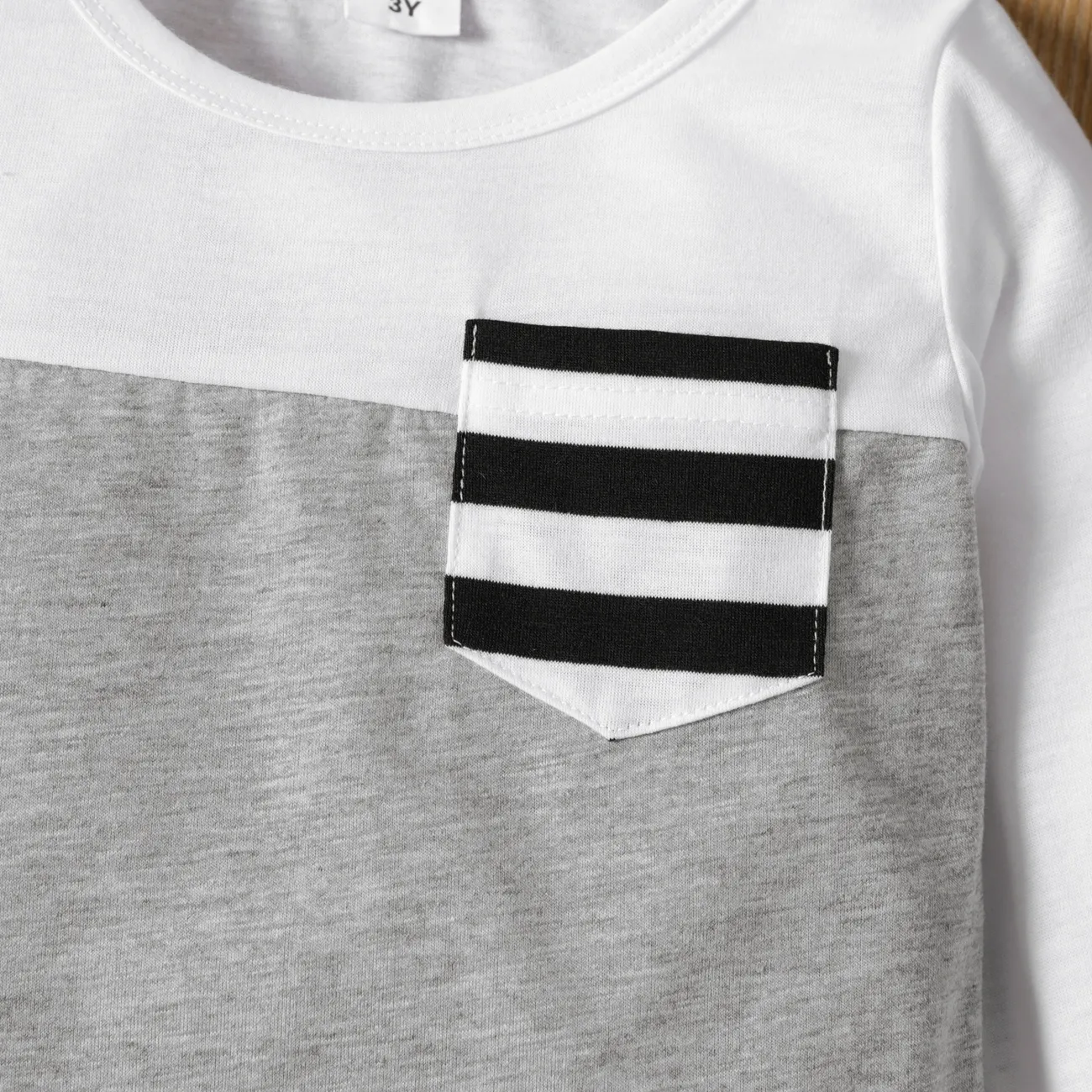 Enfant en bas âge Garçon Couture de tissus Décontracté Manches longues T-Shirt Blanc big image 1