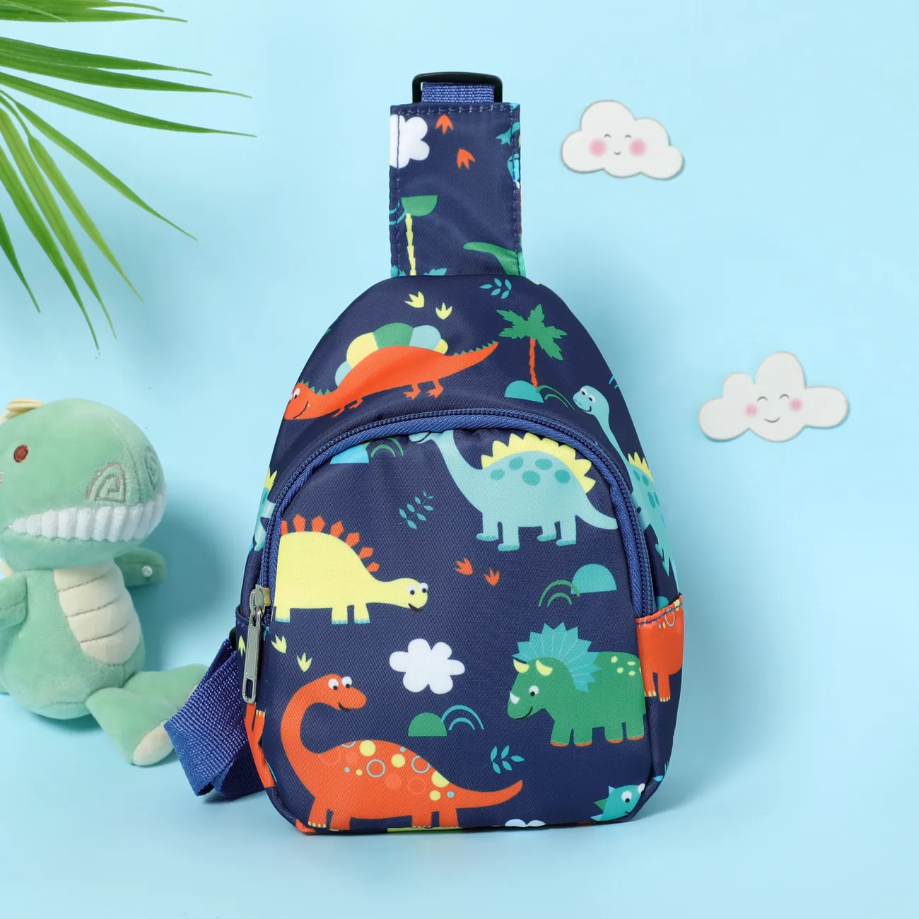 kids Unicorn Dinosaur Pattern Chest Bag Sling Bag Baby / Toddler Allover Dinosaur Print Bucket Hat Blue big image 1