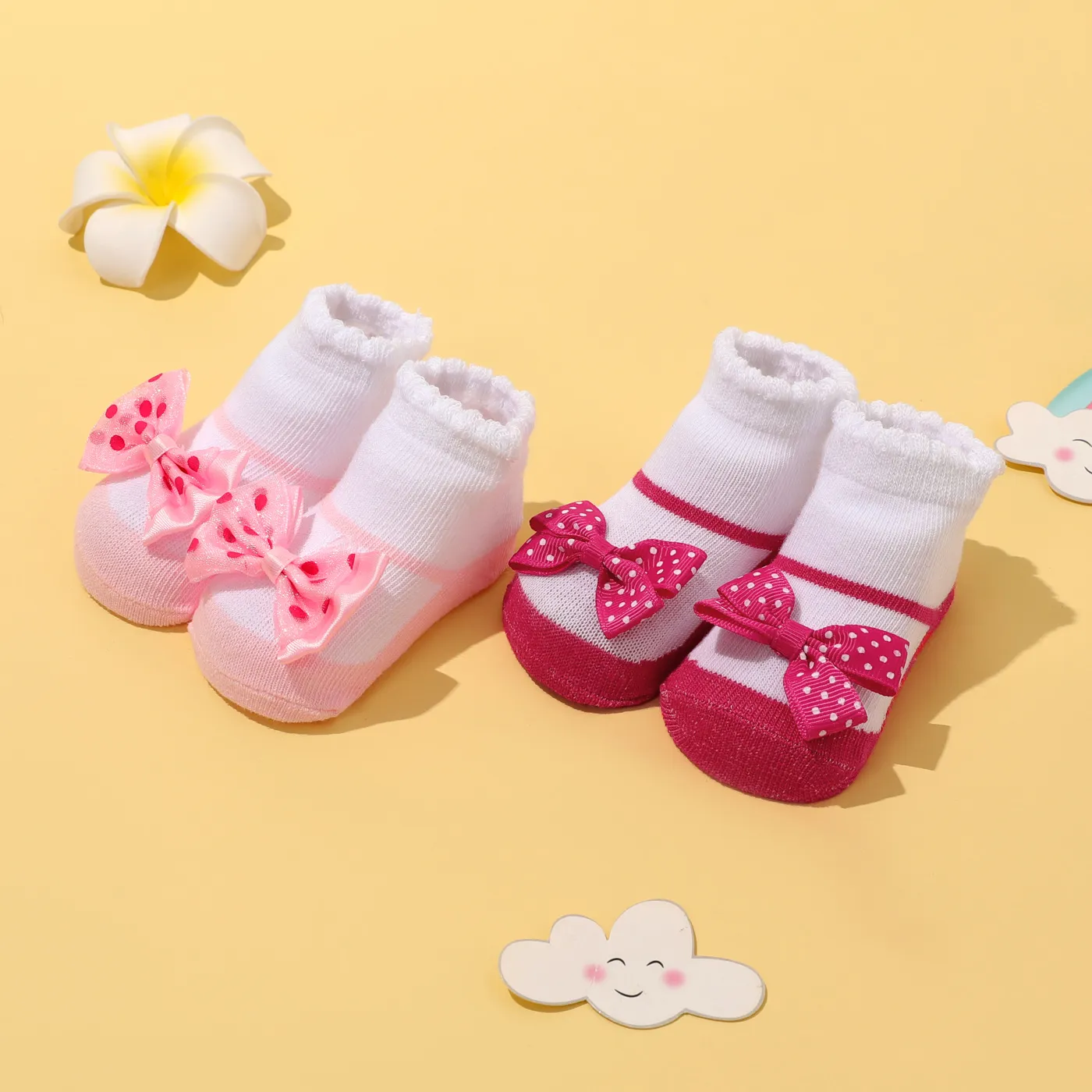 2-pack Baby Bowknot Decor Socks  big image 1