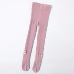 Kindermädchen Tierfuchs bestickte Zopfstrick-Footie-Leggings rosa
