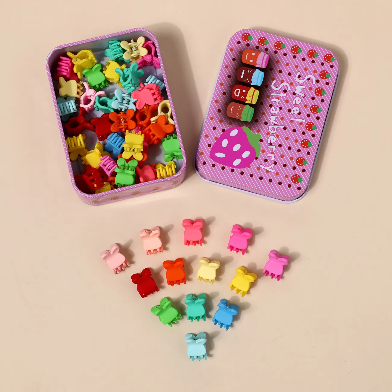 Paquete de 50 flequillo multicolor Mini Hair Claw accesorios para el cabello para niñas Color-C big image 1