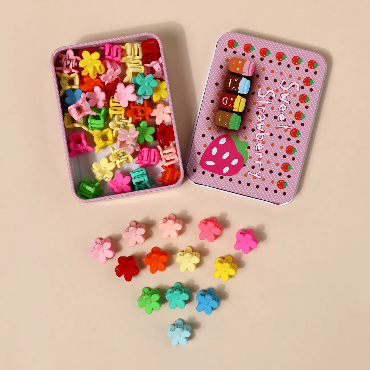 Paquete de 50 flequillo multicolor Mini Hair Claw accesorios para el cabello para niñas Color-B big image 1