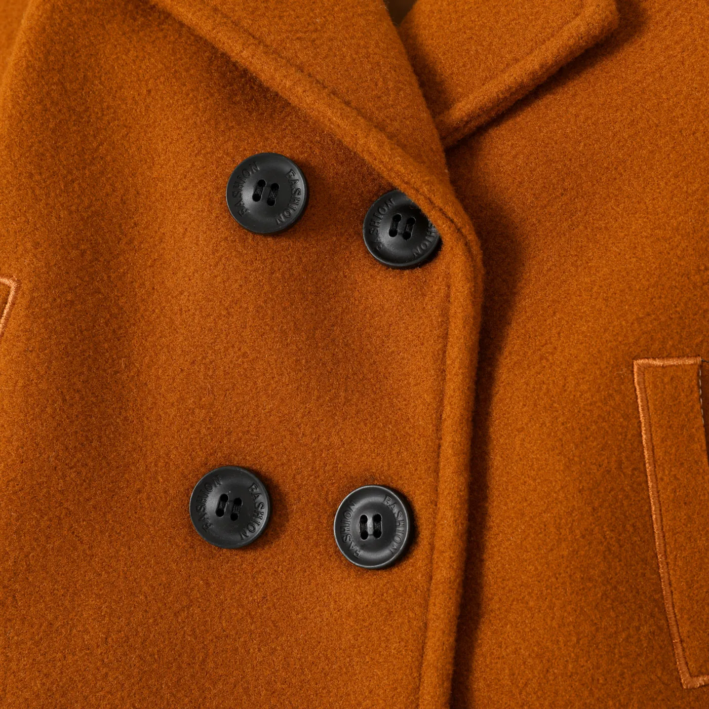 Baby Boy/Girl Solid Lapel Double Breasted Long-sleeve Wool Blend Coat Brown image 4