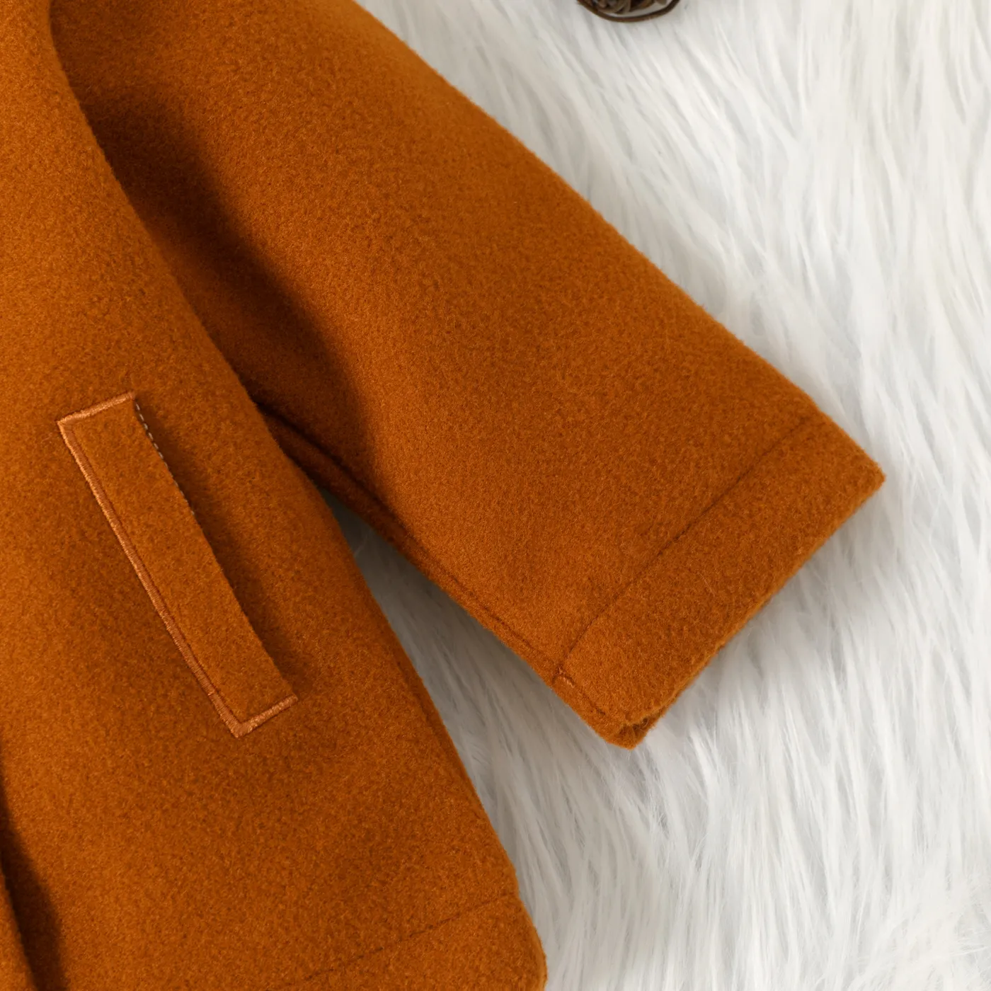 Baby Boy/Girl Solid Lapel Double Breasted Long-sleeve Wool Blend Coat Brown image 5
