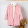 Kid Boy/Kid Girl Solid Color Hooded Fuzzy Coat Jacket  image 2