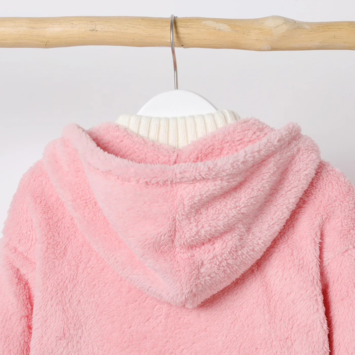 Kid Boy/Kid Girl Solid Color Hooded Fuzzy Coat Jacket  image 4