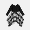 Family Matching Long-sleeve Plaid Splicing Dresses and Shirts Sets  image 1