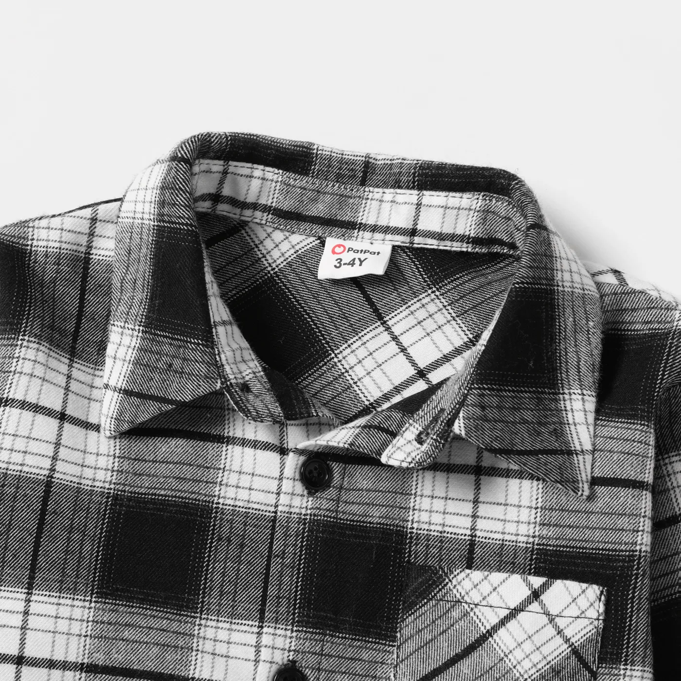 Family Matching Long-sleeve Plaid Splicing Dresses and Shirts Sets  big image 10