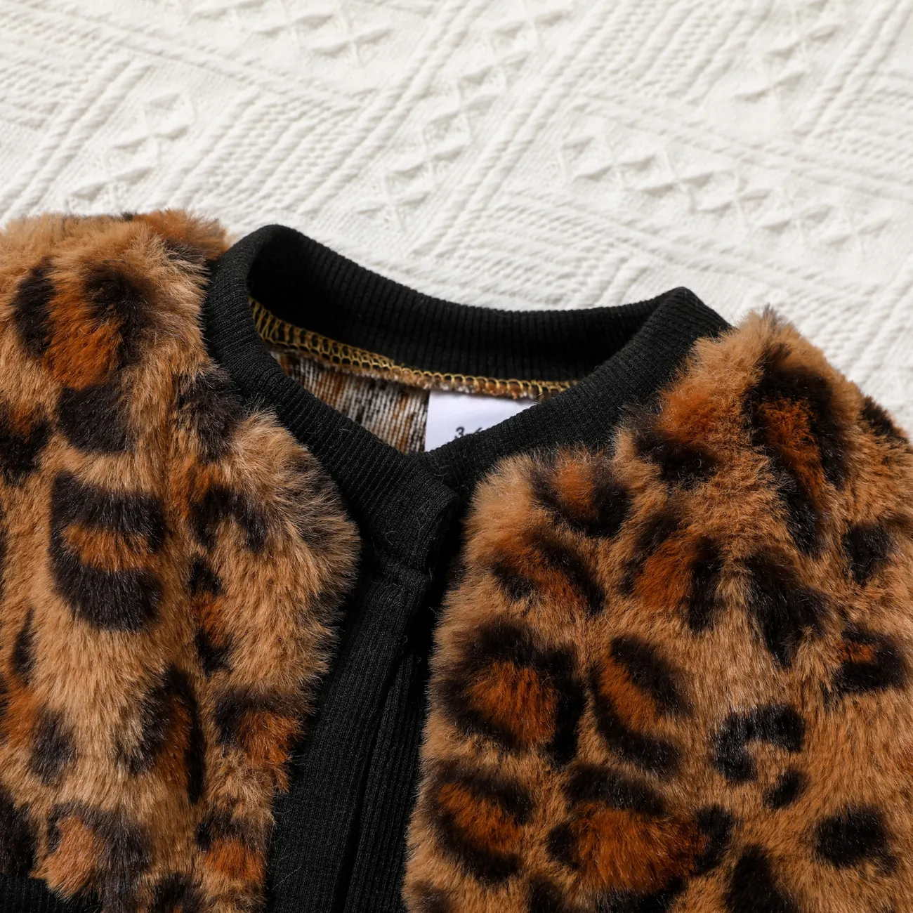 4 unidades Bebé Costuras de tecido Padrão de leopardo Clássico Manga comprida Fato saia e casaco Castanho big image 1