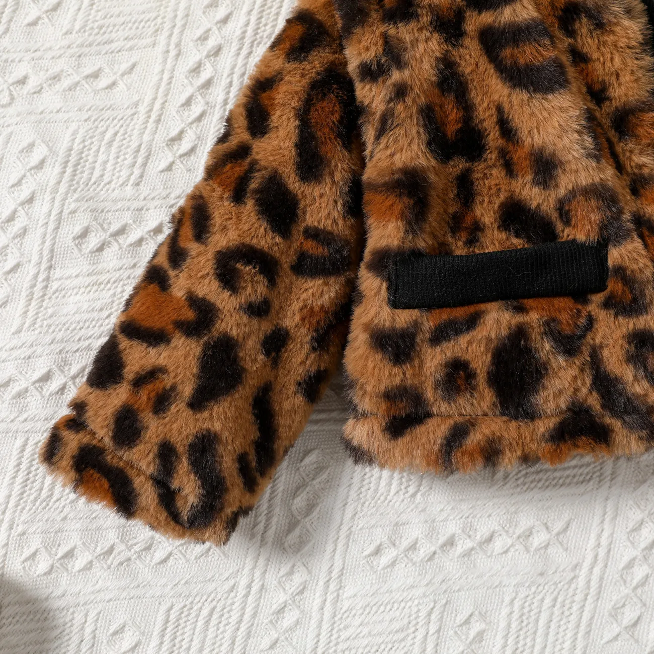 4 unidades Bebé Costura de tela Estampado de leopardo Clásico Manga larga Traje de falda Marrón big image 1