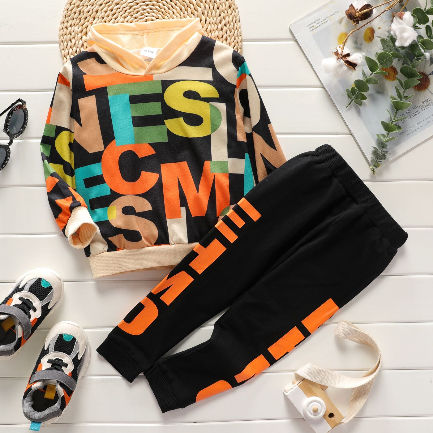 

2-piece Toddler Boy Letter Print Hoodie Sweatshirt and Pants Set