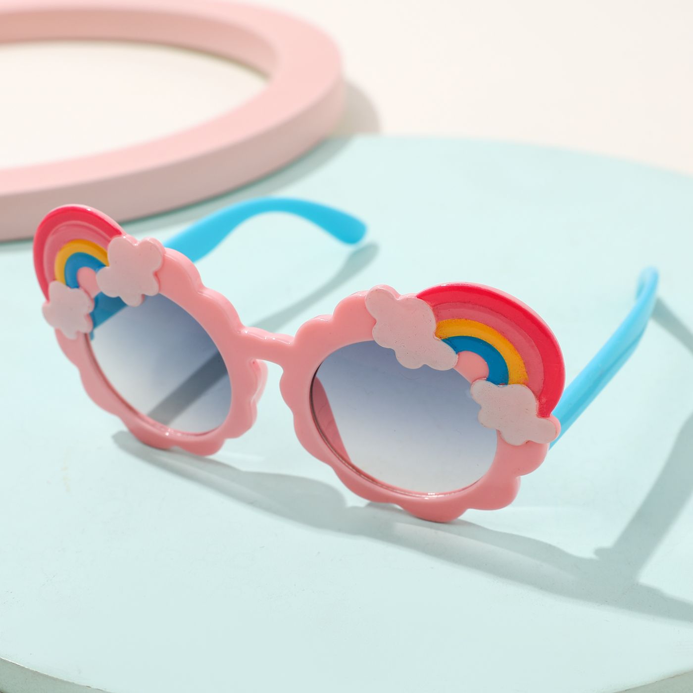 Kids Cartoon Rainbow Glasses Decorative Glasses (With Glasses Case)