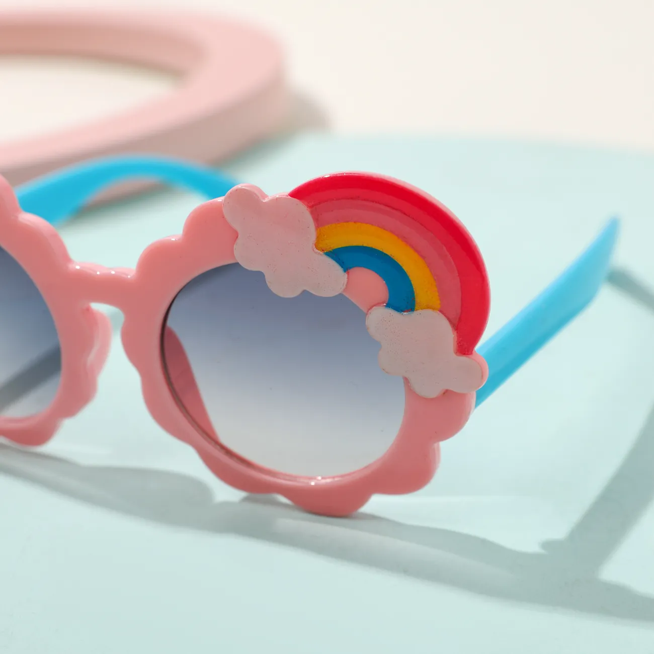 Kids Cartoon Rainbow Glasses Decorative Glasses (With Glasses Case) Pink big image 1