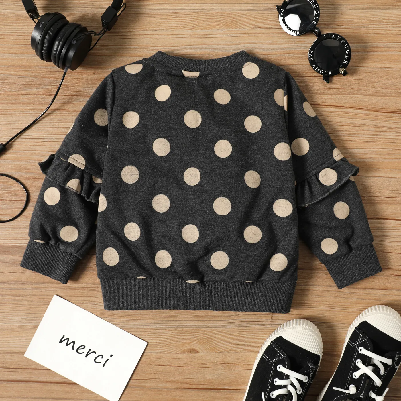 Toddler Girl 100% Cotton Letter Butterfly/Floral Animal Print Pullover Sweatshirt Black image 3