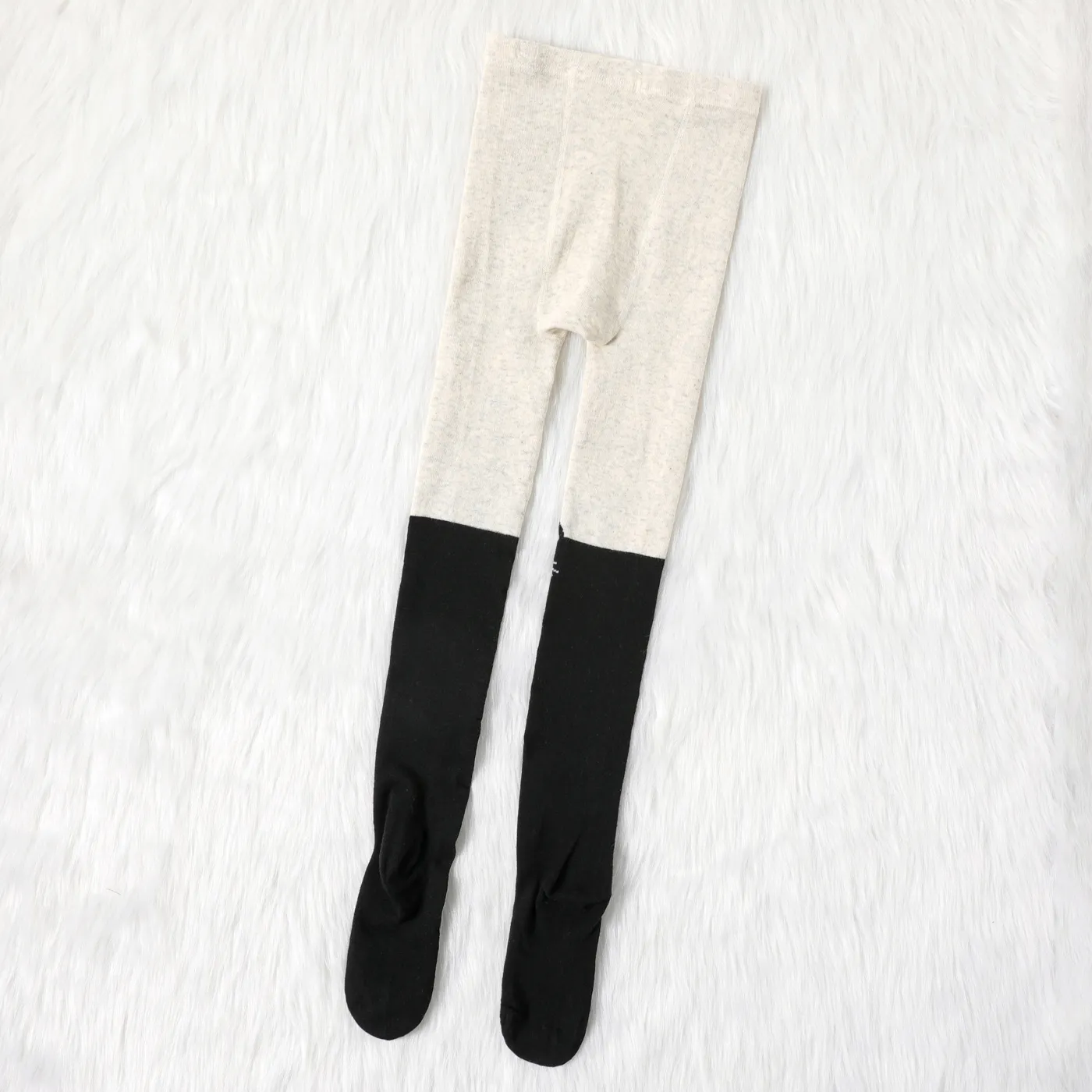 Kid Girl Cat/Bear Print Colorblock Footie Leggings  image 2