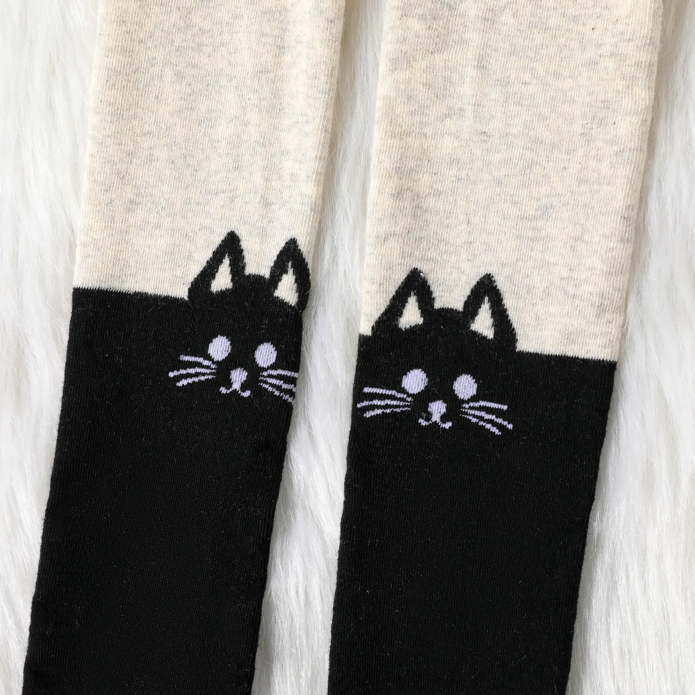 Kid Girl Cat/Bear Print Colorblock Footie Leggings  image 3