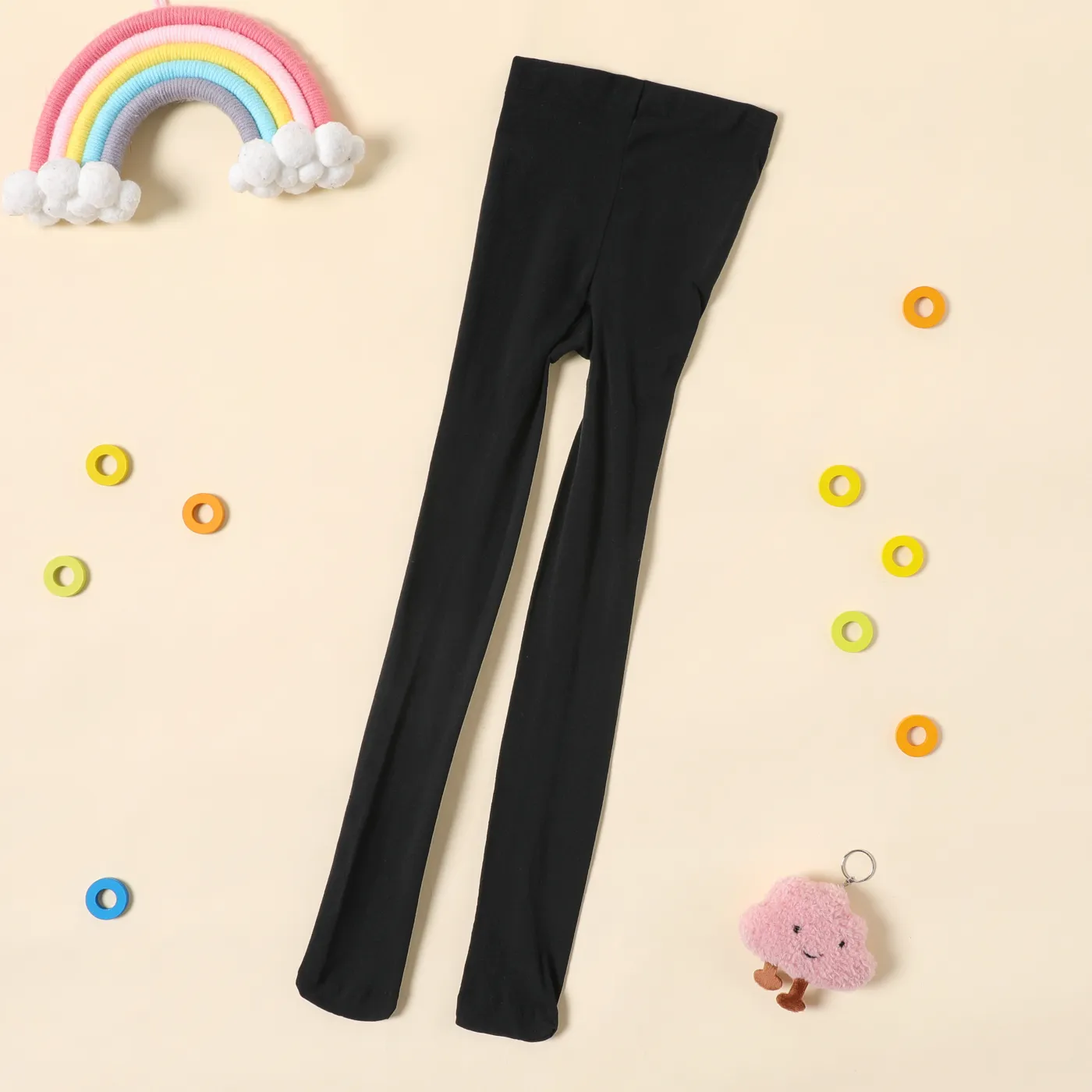 Kid Girl Solid Color Footie Dance Leggings Black