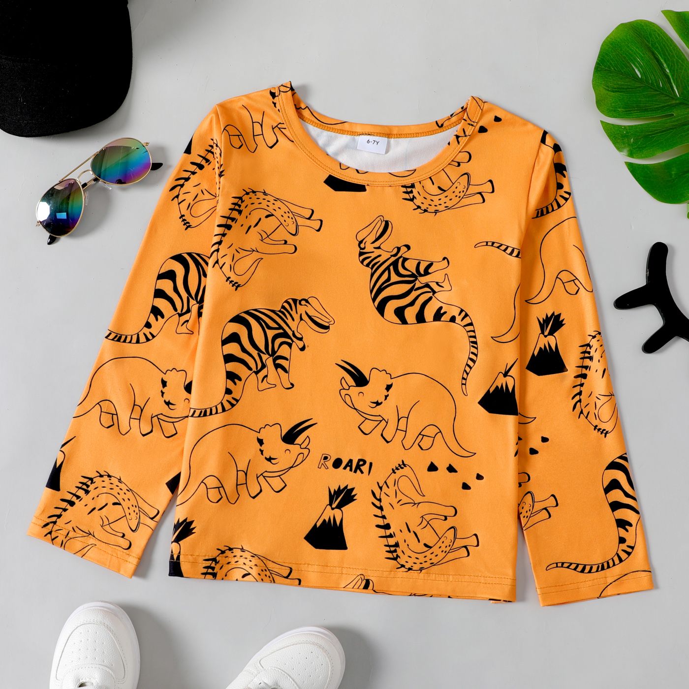 

Kid Boy Animal Dinosaur Zebra Print Long-sleeve Tee