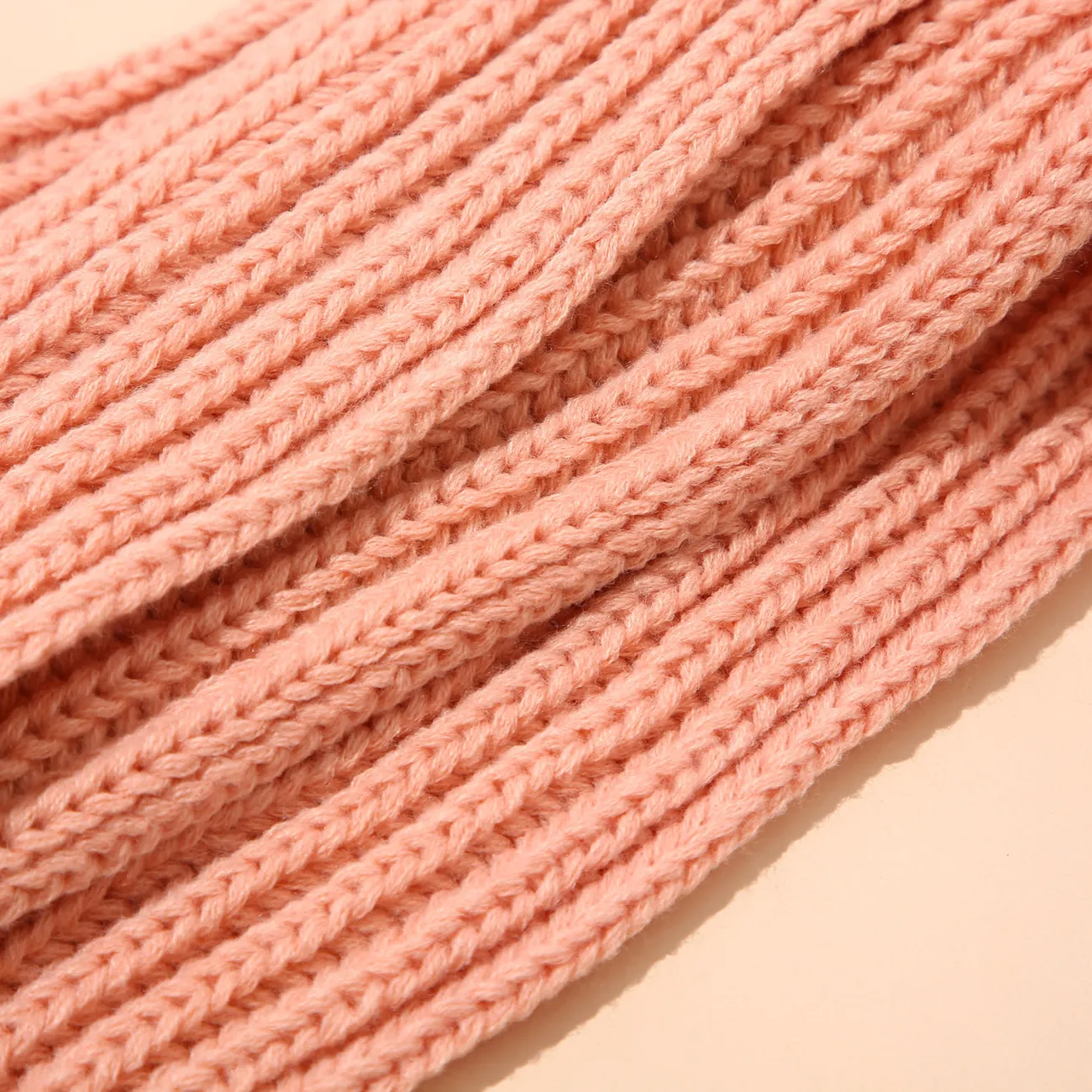 écharpe tricotée d'automne et d'hiver de couleur pure pour enfants Rose big image 1
