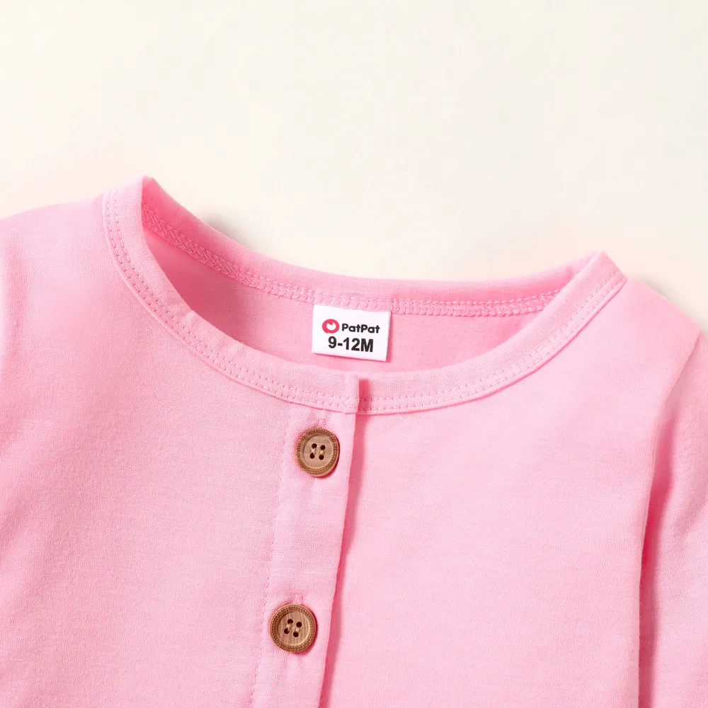 2pcs Baby Girl Pink Long-sleeve Cardigan with Cartoon Elephant and Butterfly Print Sleeveless Dress Set big image 4