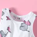 2pcs Baby Girl Pink Long-sleeve Cardigan with Cartoon Elephant and Butterfly Print Sleeveless Dress Set  image 5