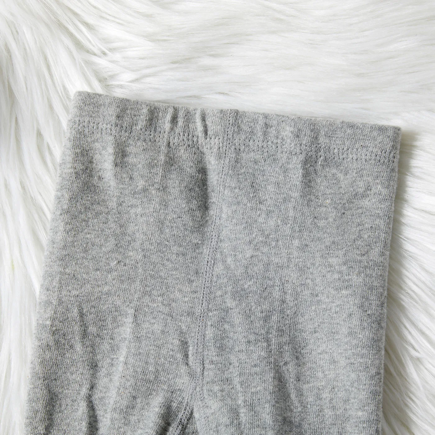 Kid Girl 100% Cotton Carrot Embroidered Knit Footie Leggings Grey image 2