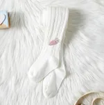 Kid Girl 100% Cotton Carrot Embroidered Knit Footie Leggings White