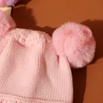Baby / Toddler Bow Decor Double Pompon Warm Knit Beanie Hat Pink