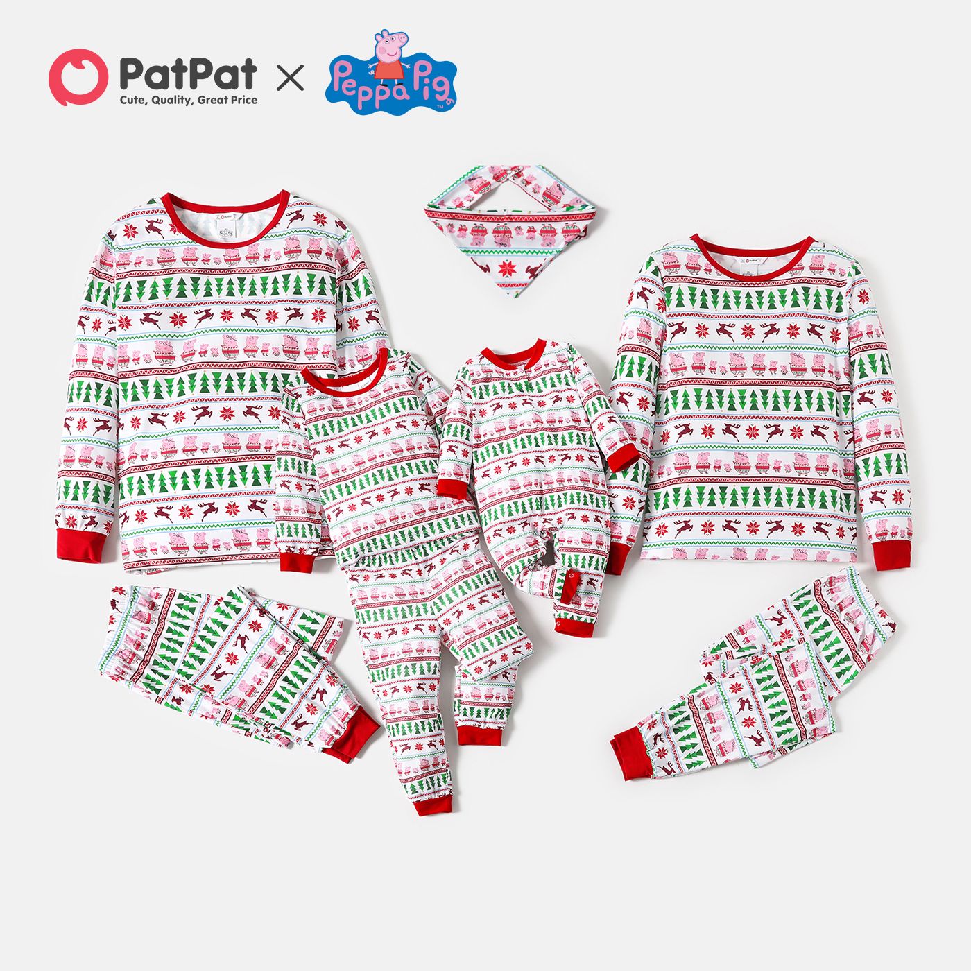 

Peppa Pig Family Matching Christmas Tree and Reindeer Top and Pants Pajamas Sets