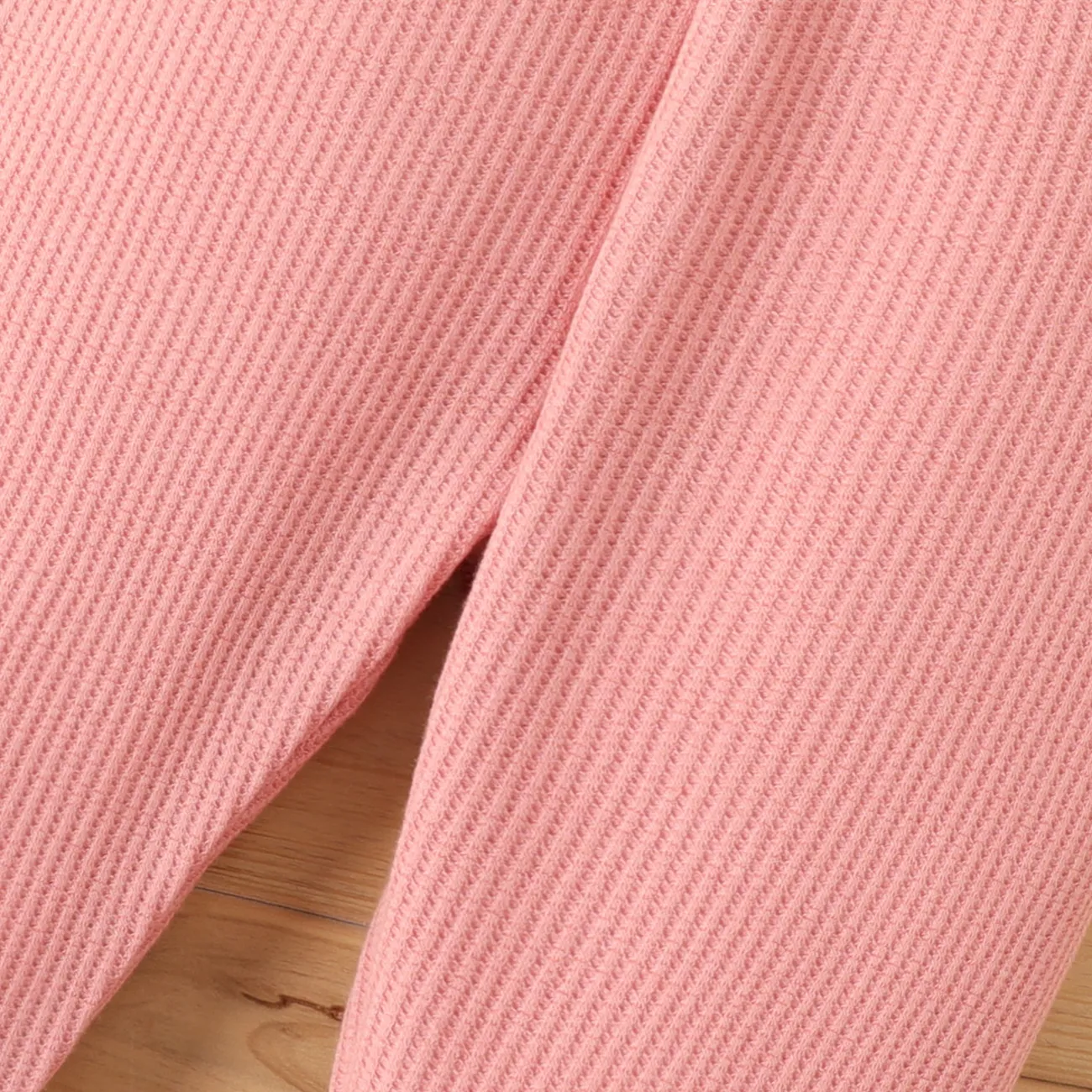 男嬰/女嬰 95% 棉華夫格慢跑運動褲 深粉色 big image 1