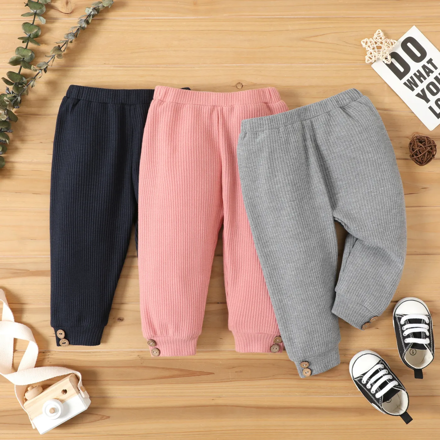 Baby Boy/Girl 95% Cotton Waffle Joggers Sweatpants