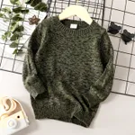 Toddler Boy/Girl Solid Color Round-collar Knit Sweater Army green