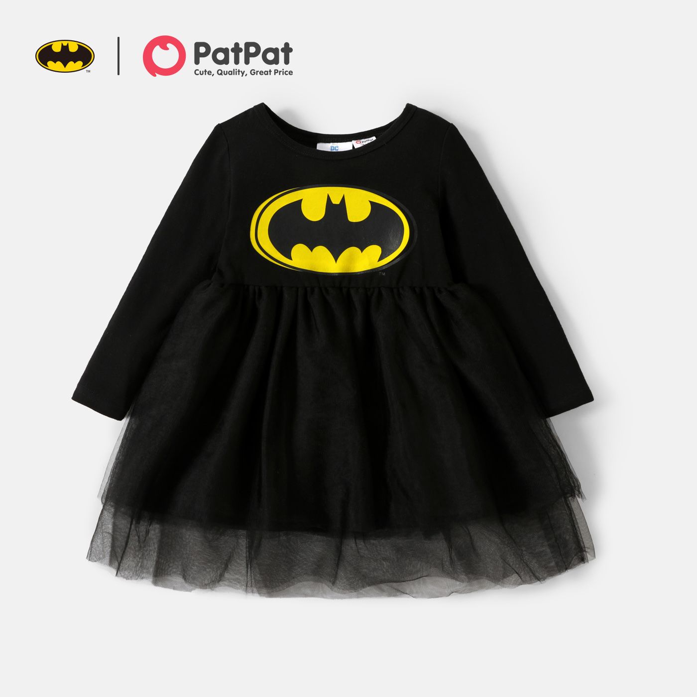 

Batman Toddler Girl Black Mesh Dress and Allover Hooded Cloak/Coat