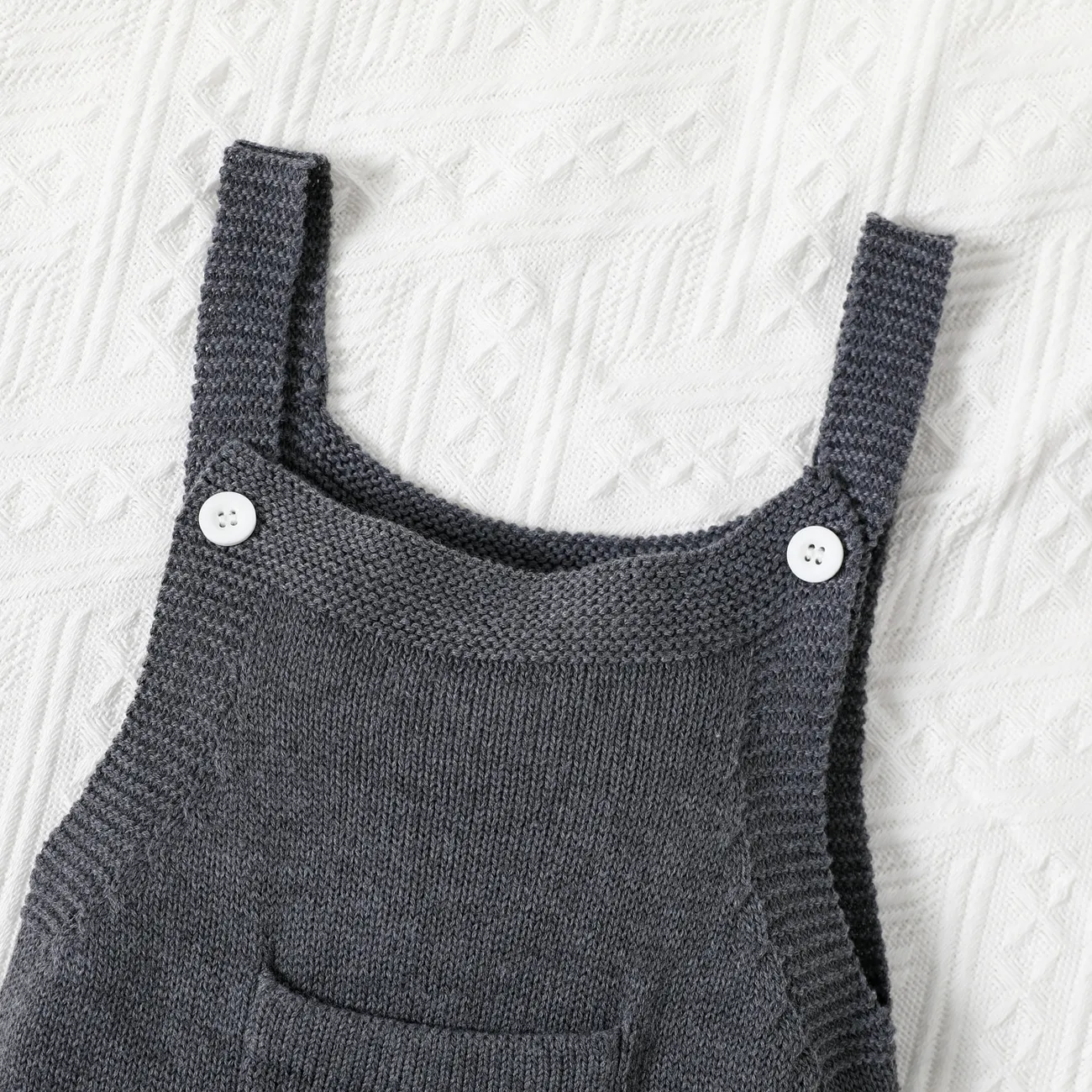 Baby Boy/Girl Solid Knitted Sleeveless Jumpsuit Overalls Dark Grey big image 1