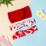 3-pack Bunny Ears Bow Stuffing Round Ball Headband Sets for Girls Red