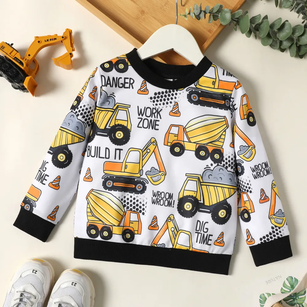 Toddler Boy Casual Vehicle Print Pullover Sweatshirt big image 2