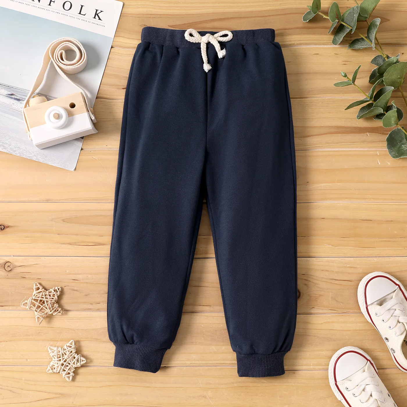 Toddler Boy Solid Color Casual Joggers Pants Sporty Sweatpants for Spring and Autumn Blue