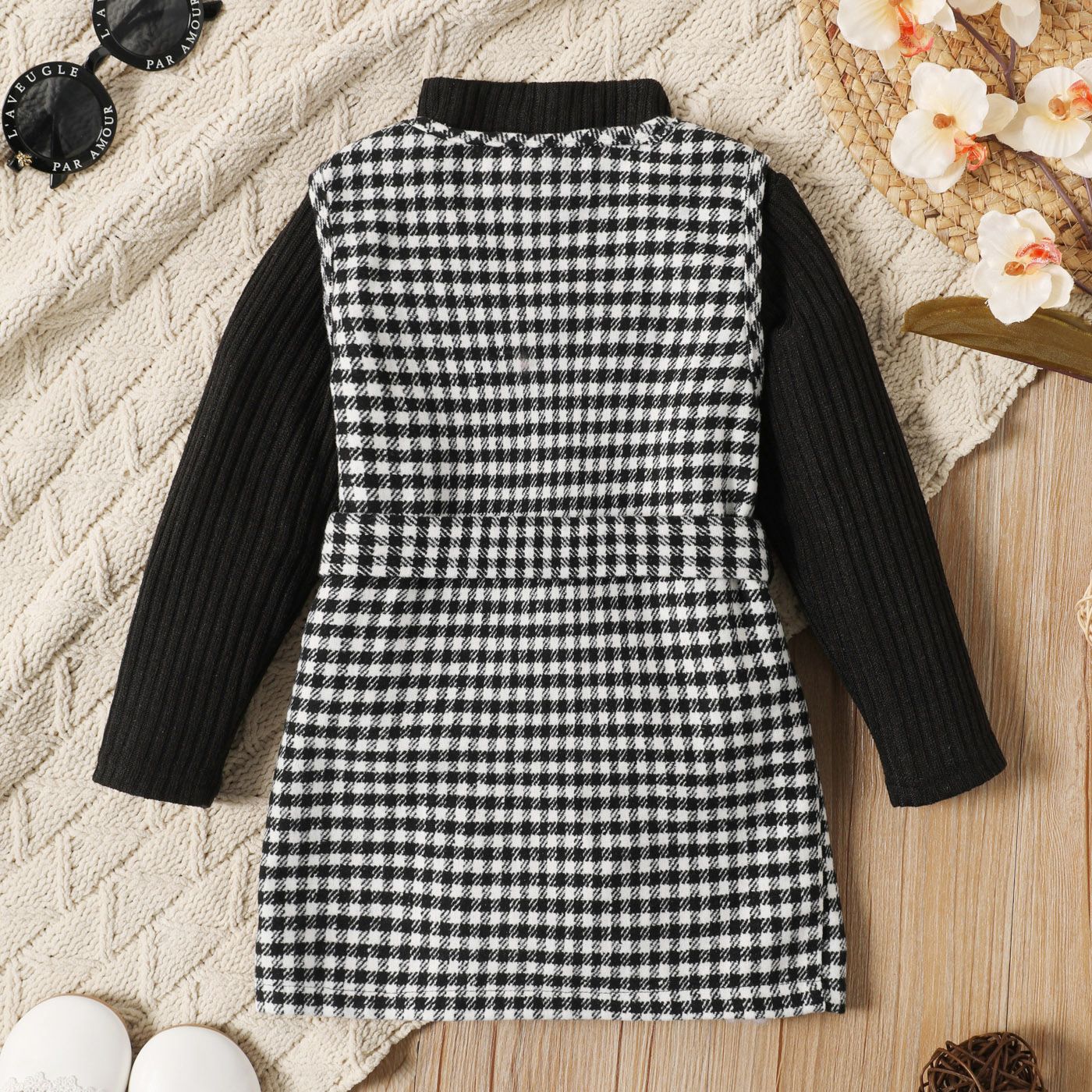 2-piece Toddler Girl Turtleneck Long-sleeve Ribbed Black Sweater