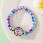 Toddler Cartoon Unicorn Colorful Beaded Bracelet Light Purple